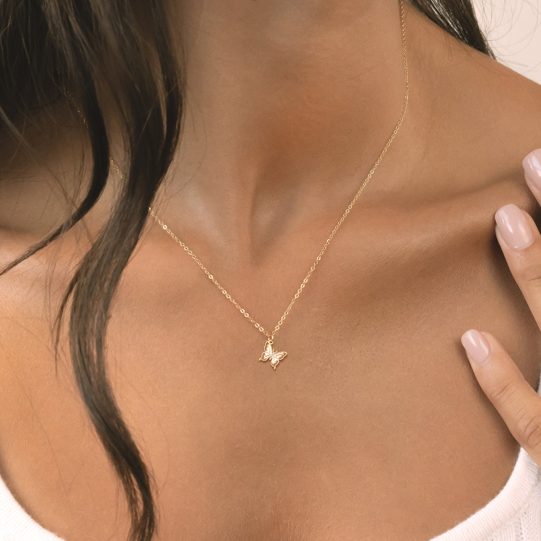 Gold Butterfly Pendant Necklace