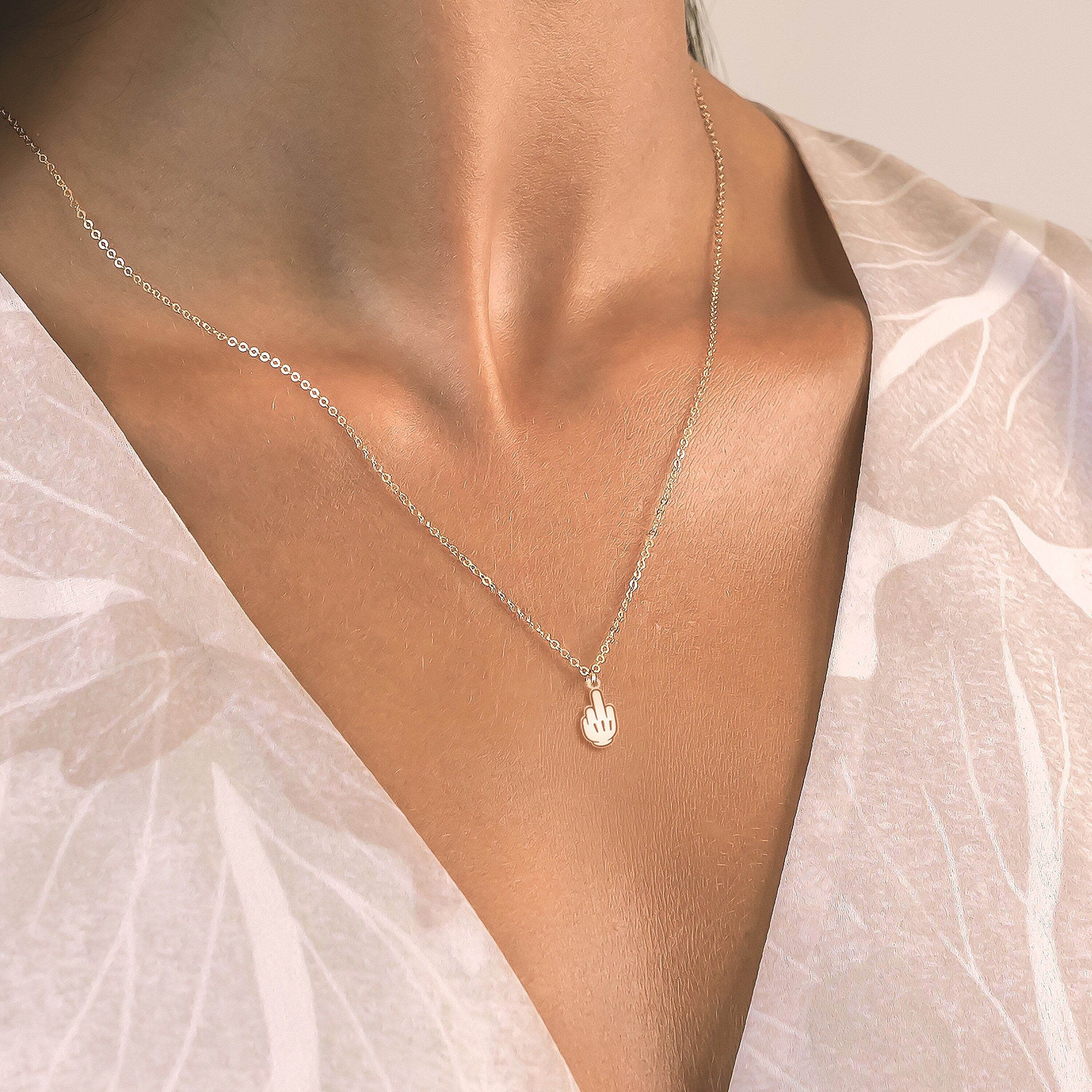 Middle Finger Pendant Necklace