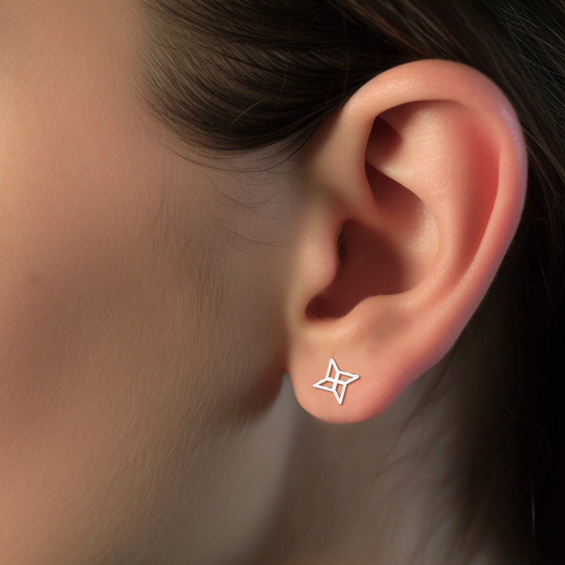 Star Cut Out Origami Charm Stud Earrings