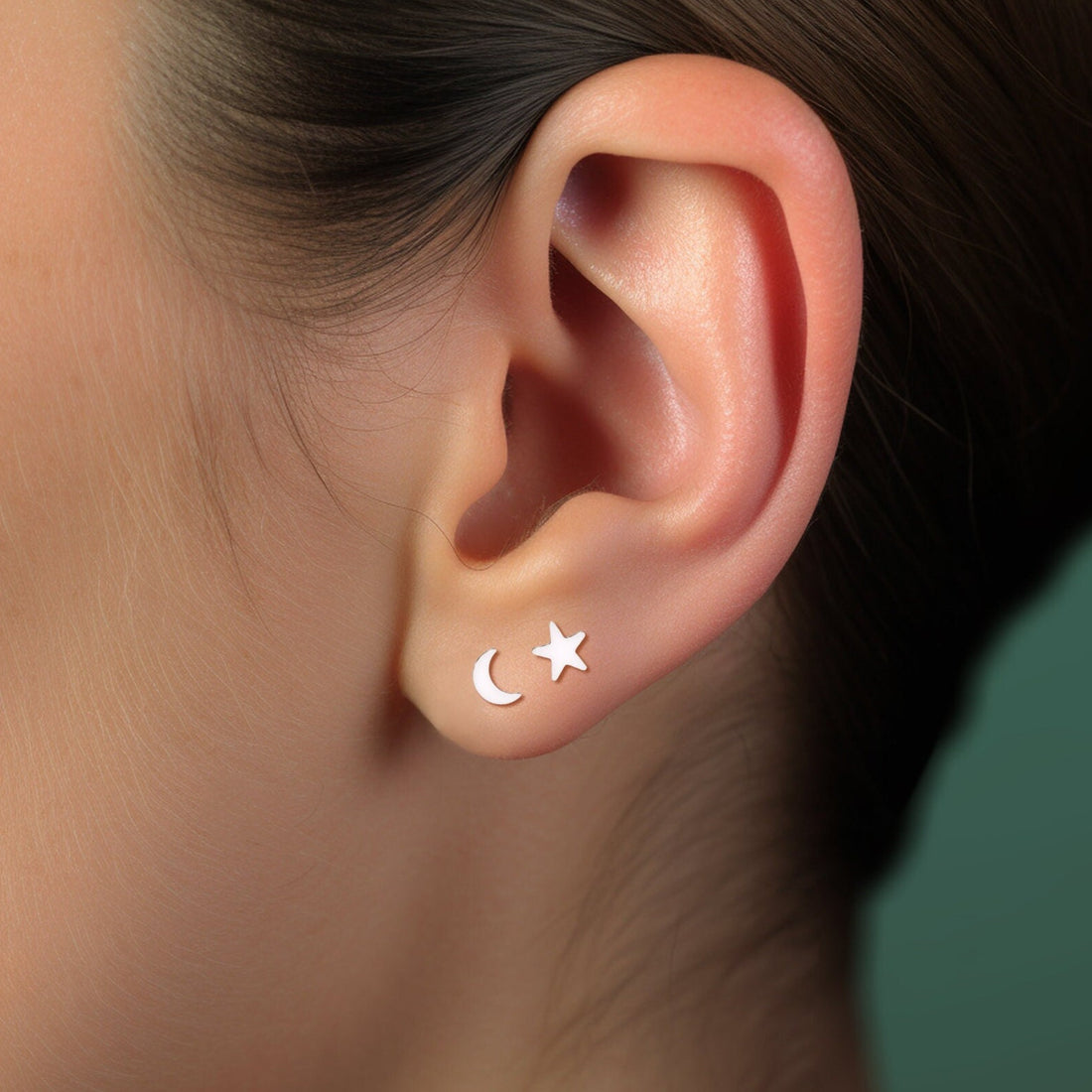Moon & Star Stud Earrings