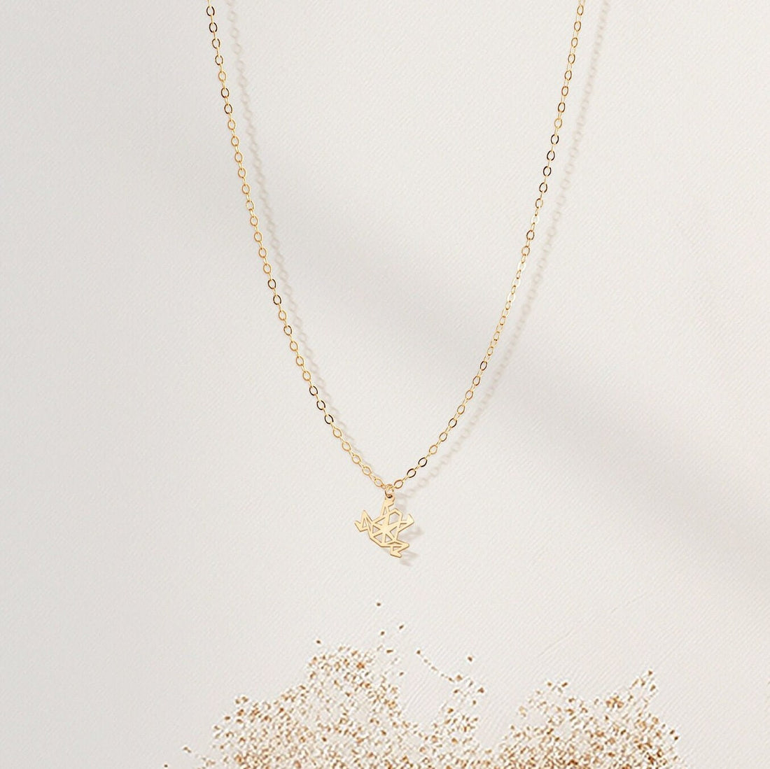 Origami Frog Cutout Pendant Necklace
