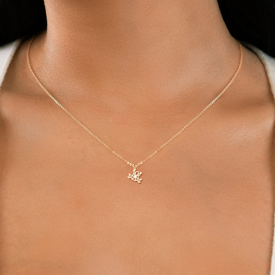 Origami Frog Cutout Pendant Necklace