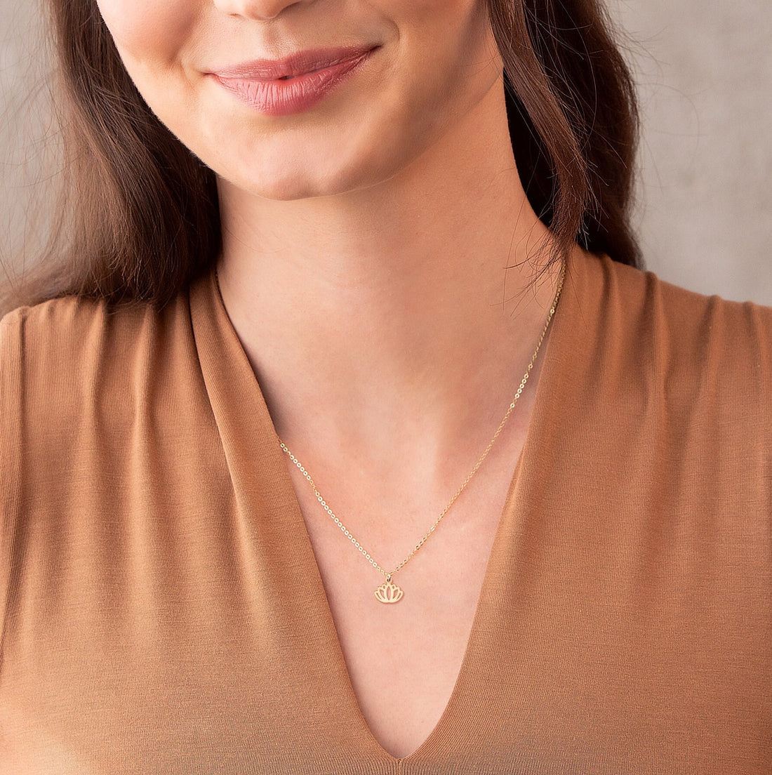 Lotus Cutout Pendant Necklace