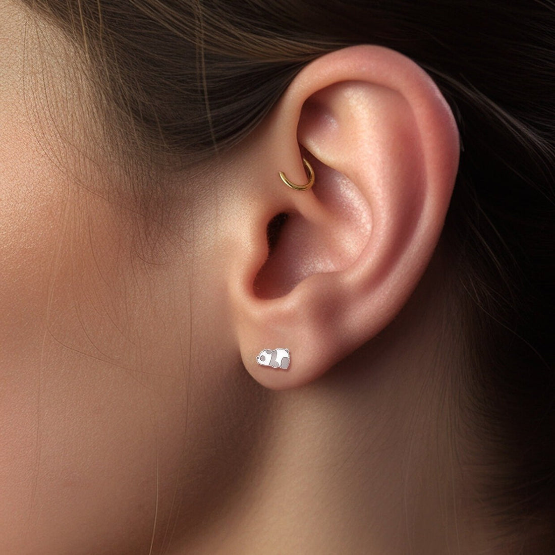 Panda Bear Charm Stud Earrings