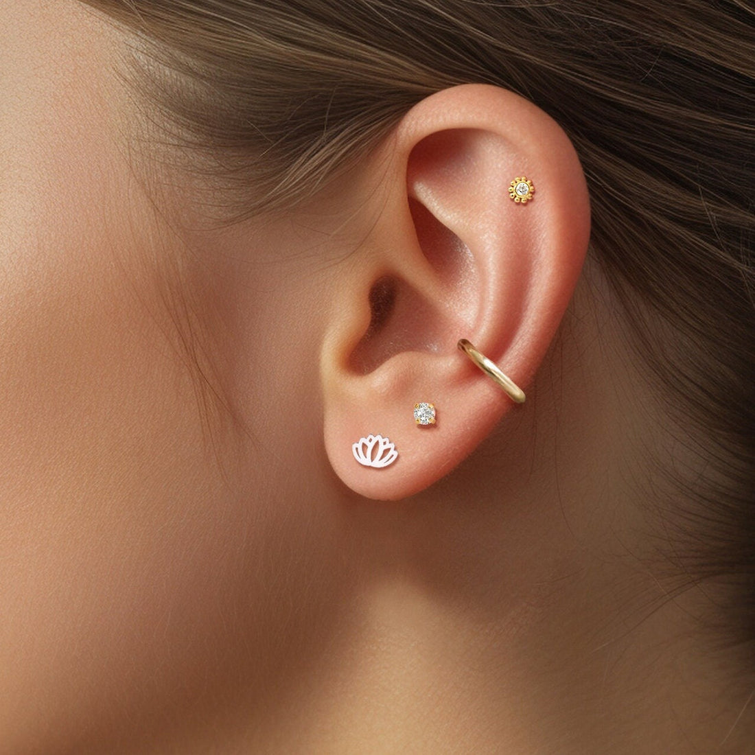 Lotus Cutout Stud Earrings