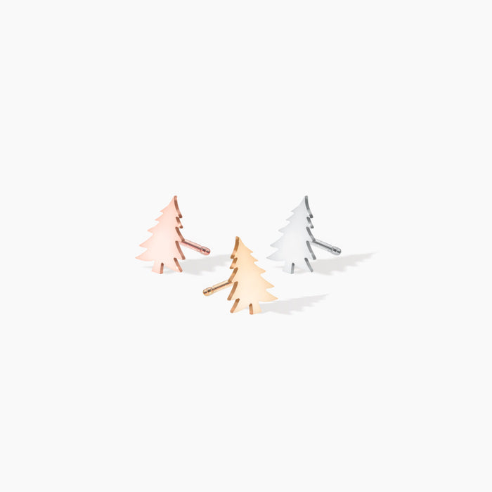 Pine Tree Charm Stud Earrings