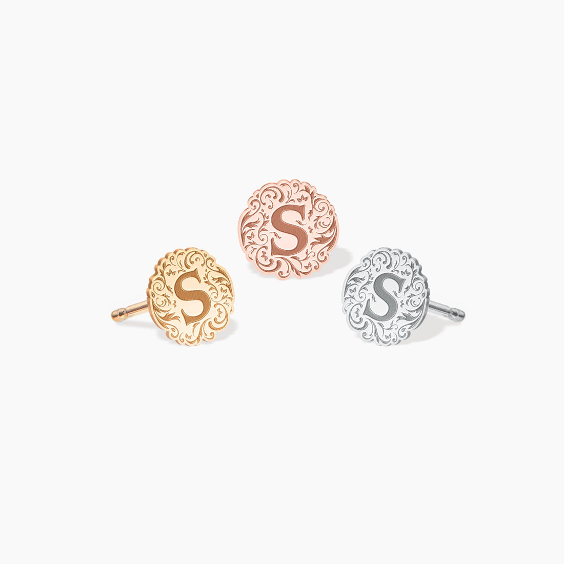 Letter Charm Stud Earrings