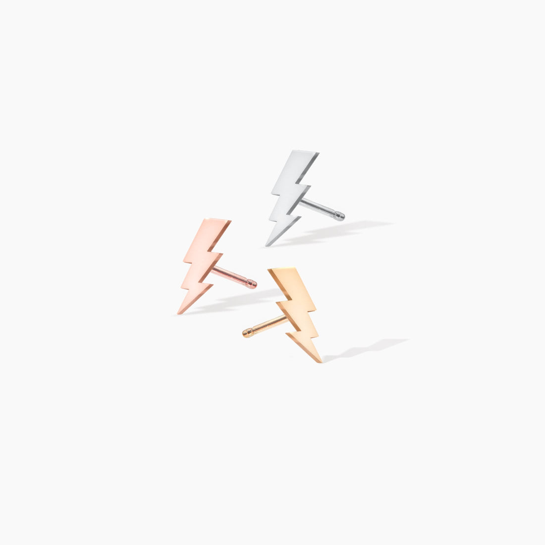 Lightning Bolt Thunderbolt Charm Stud Earrings