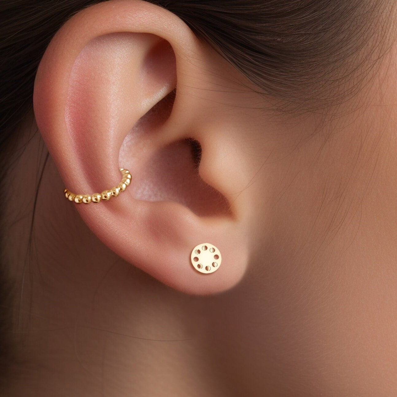 Moon Phases Huggie Earrings