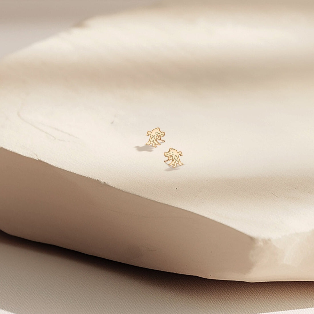 Gold Crocodile Stud Earrings