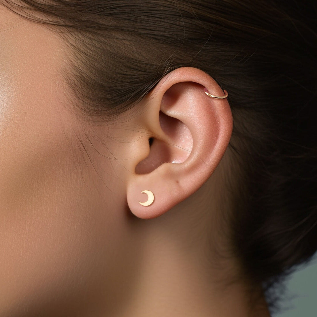 Crescent Moon Stud Earrings
