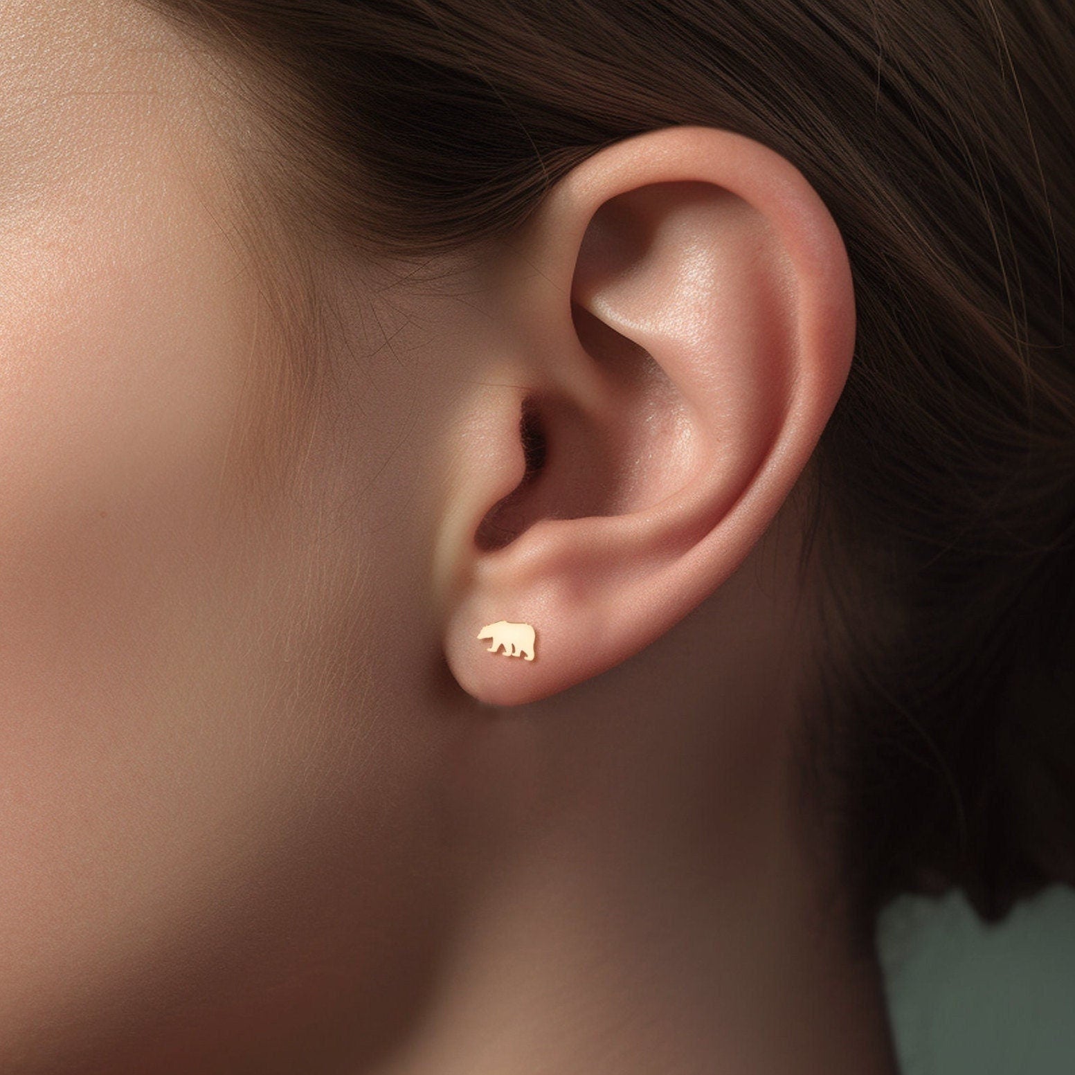 Bear Silhouette Stud Earrings