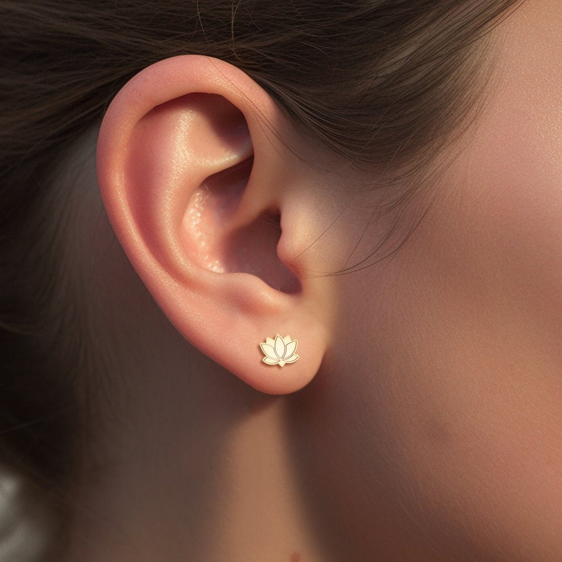 Lotus Flower Charm Stud Earrings