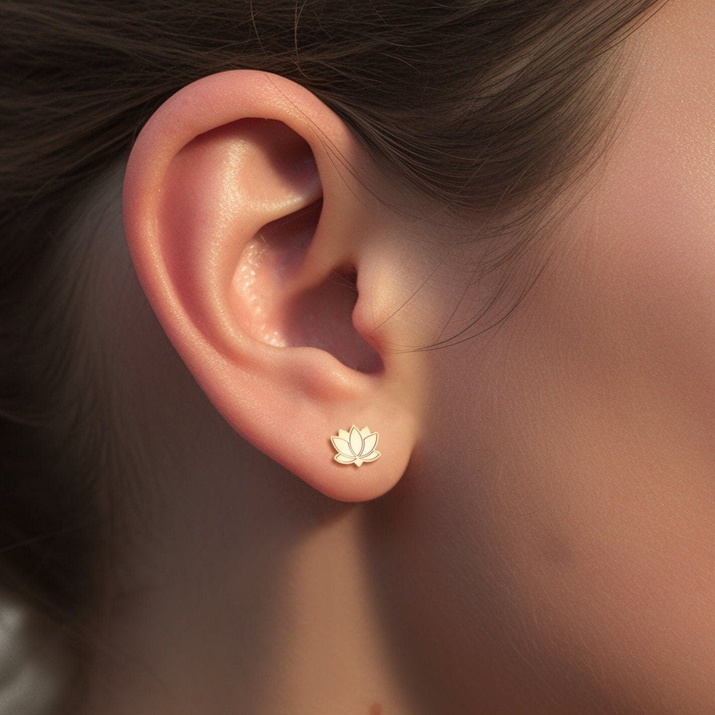 Lotus Flower Stud Earrings