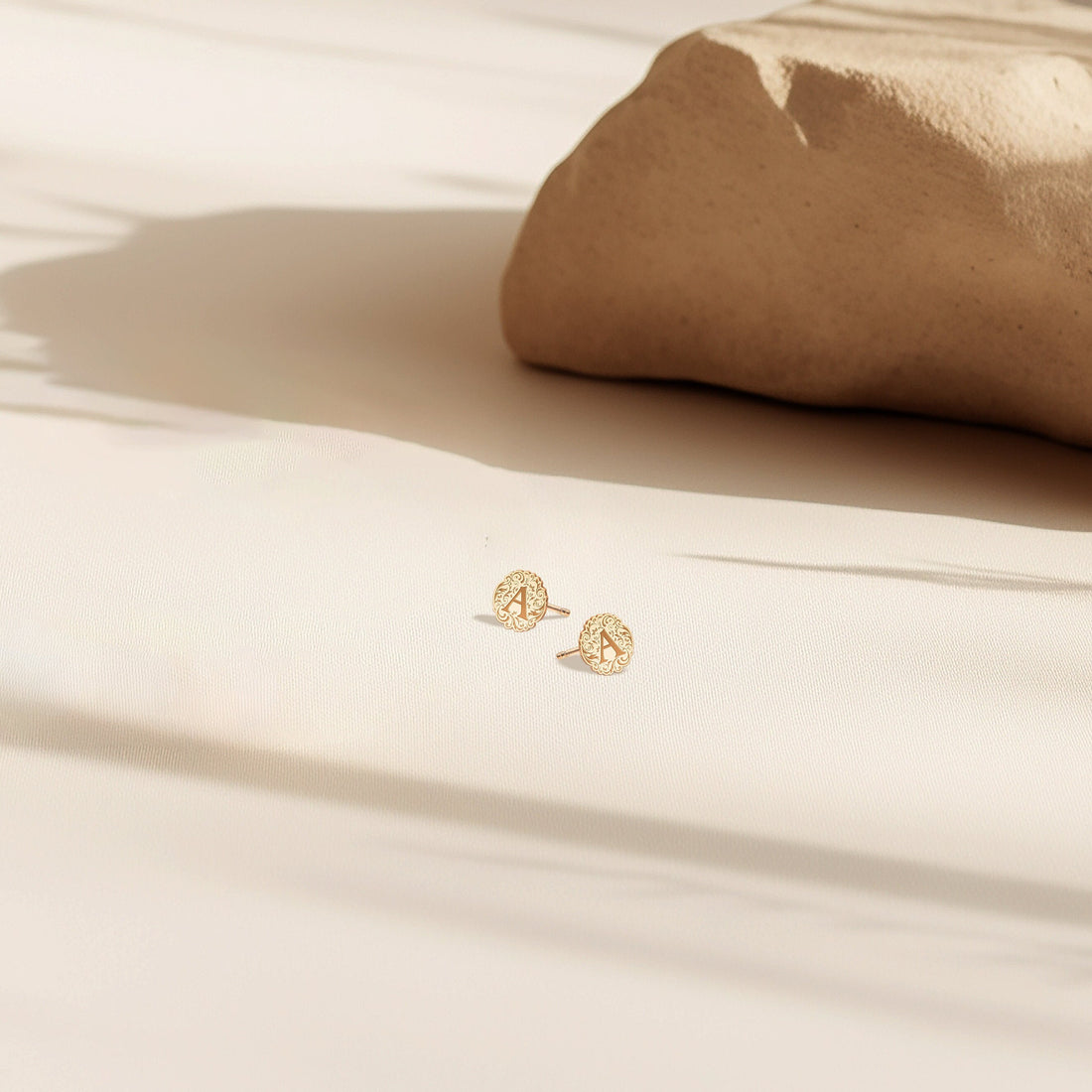 Letter Charm Stud Earrings