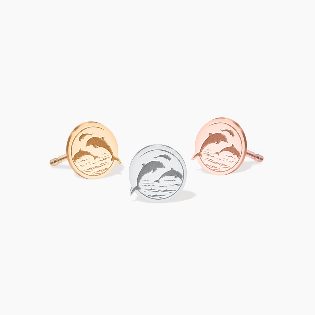 Dolphin Disc Stud Earrings