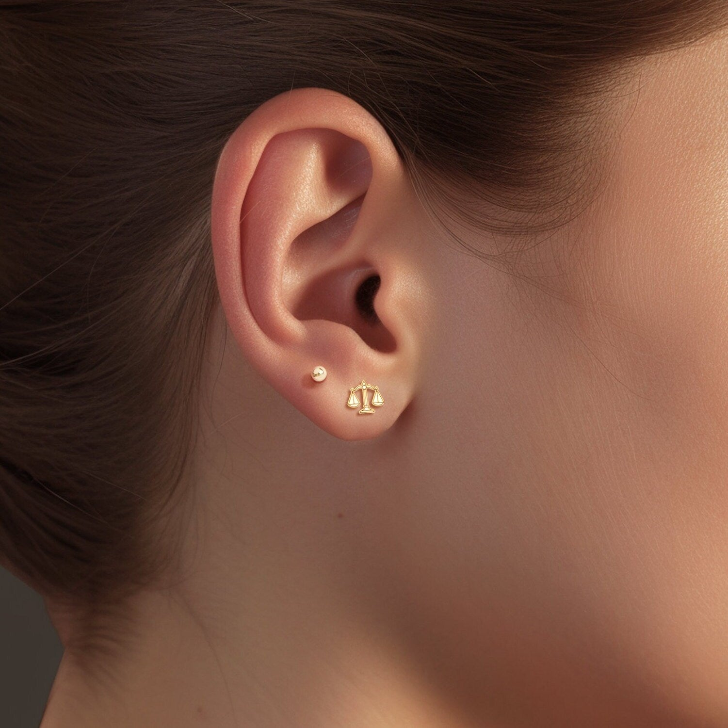 Libra Zodiac Stud Earrings