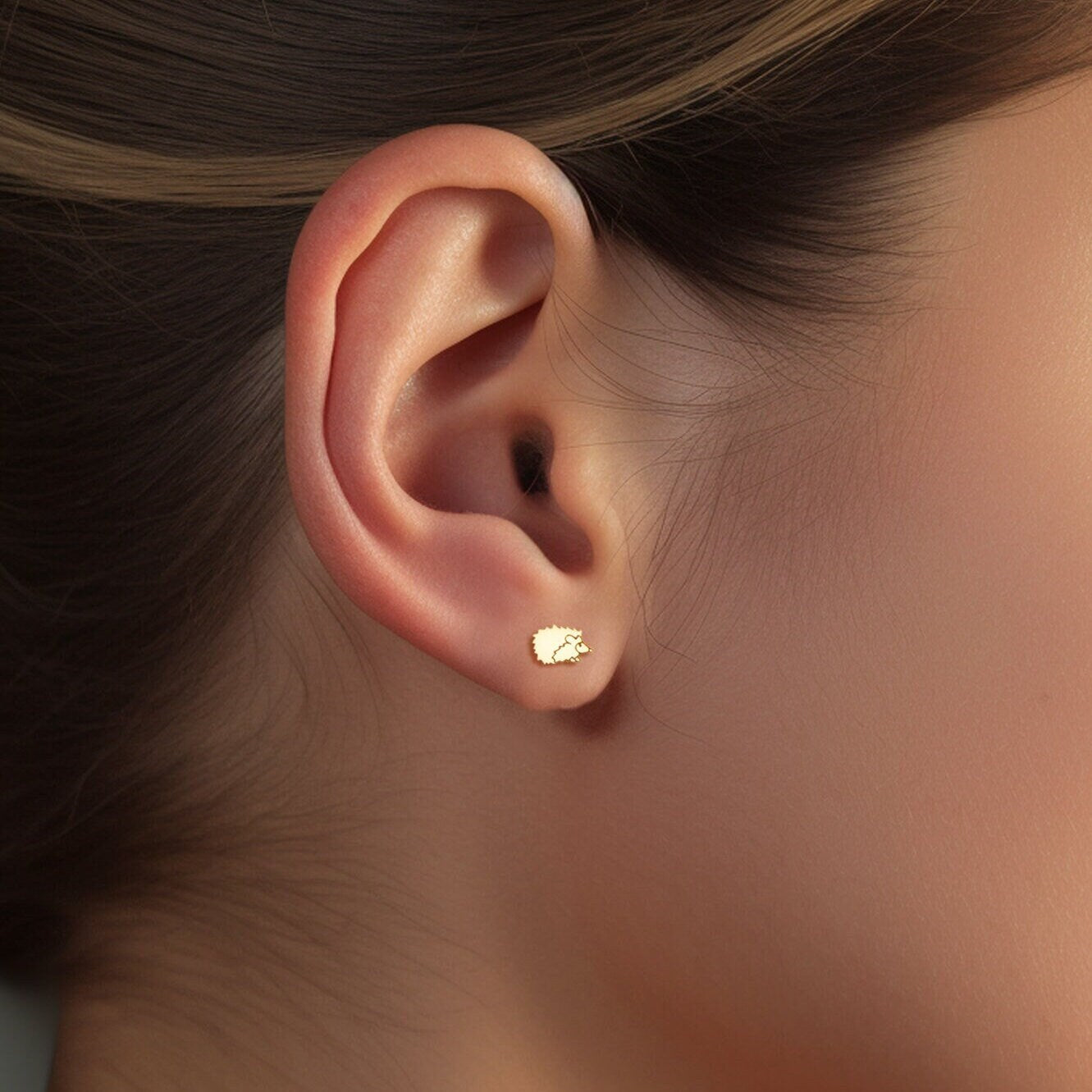 Hedgehog Studs 14k