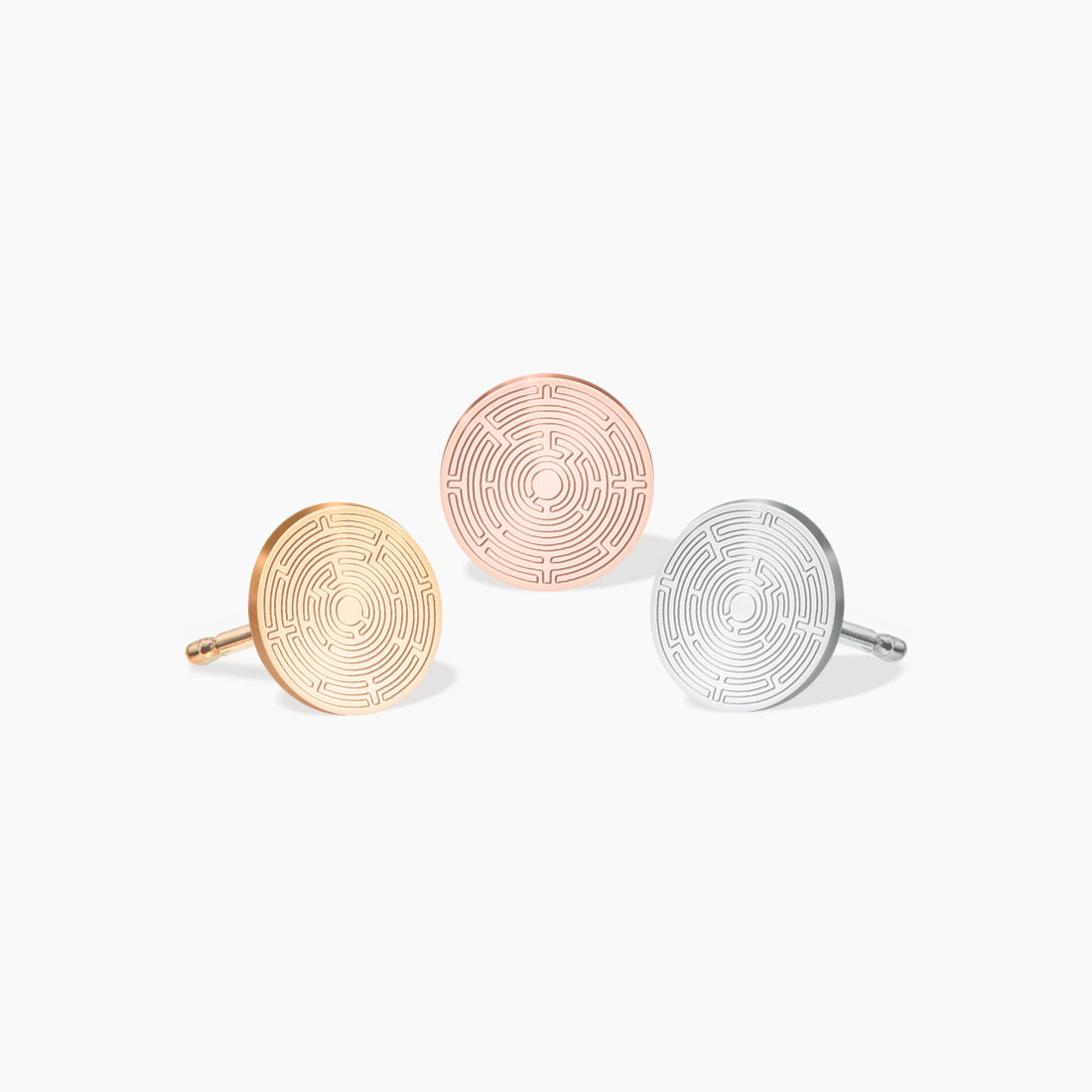 Maze Disc Stud Earrings