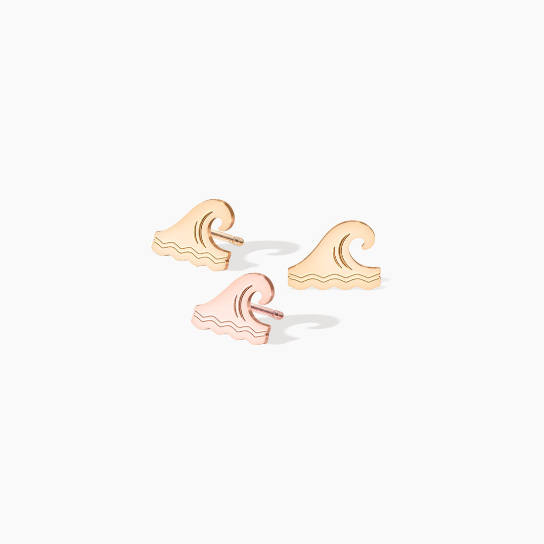 Wave Charm Stud Earrings