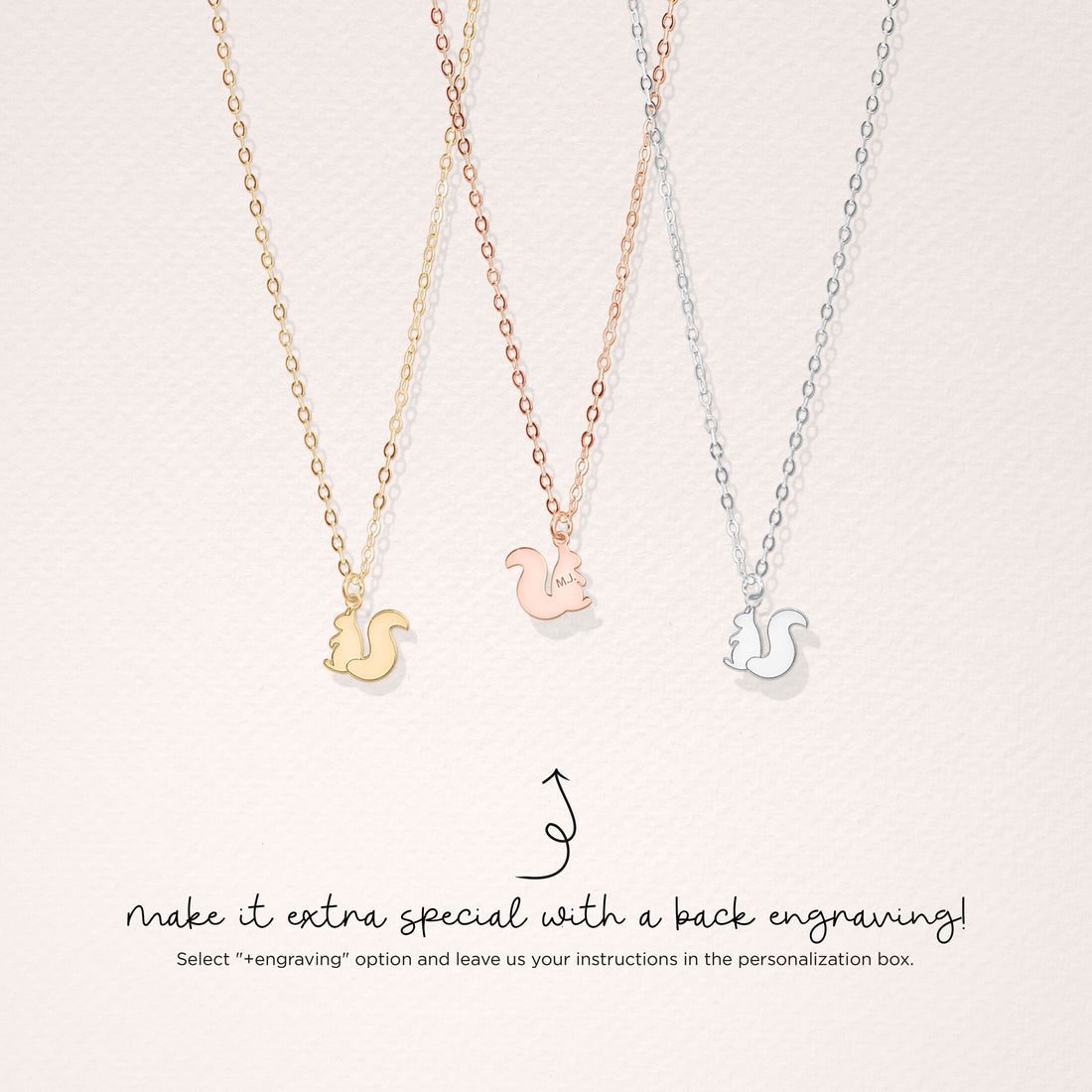 Squirrel Beady Pendant Necklace
