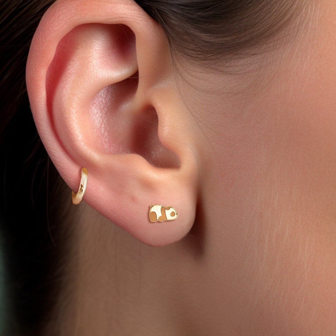 Panda Bear Charm Stud Earrings