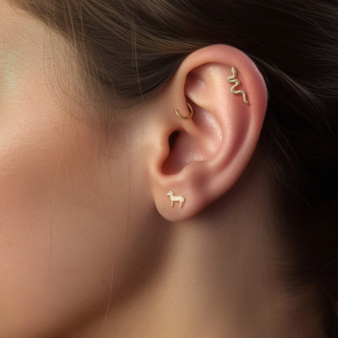 Zebra Studs 14k