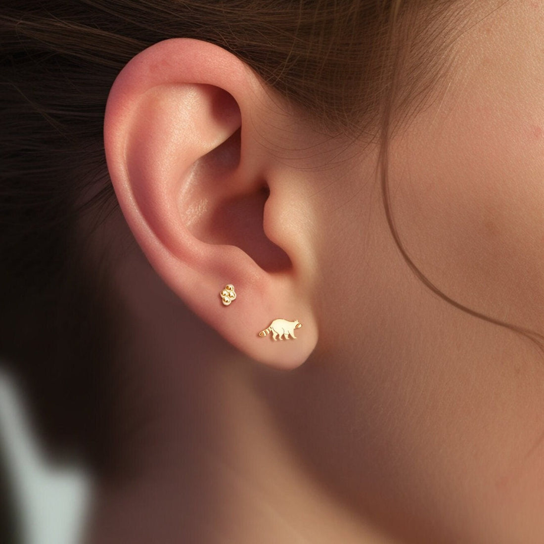 Raccoon Earrings Trash