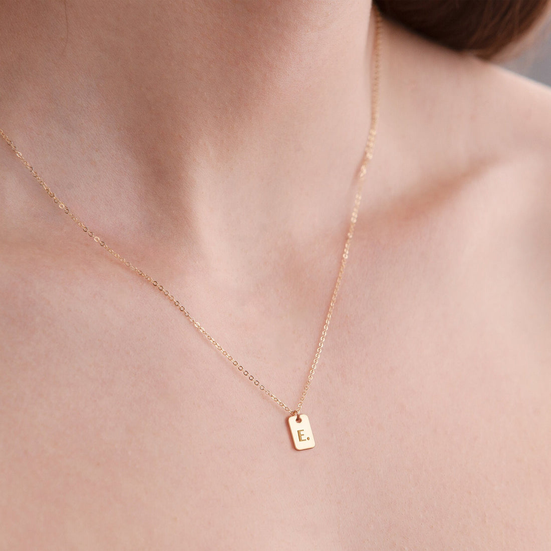 Custom Initial Pendant Tag Necklace
