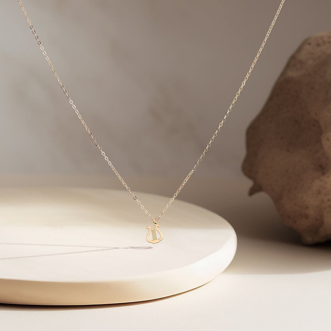 Lyre Harp Music Charm Necklace