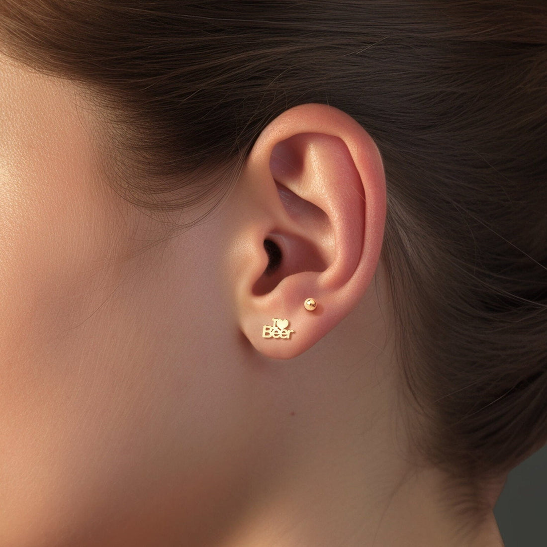 Beer Mug Charm Stud Earrings