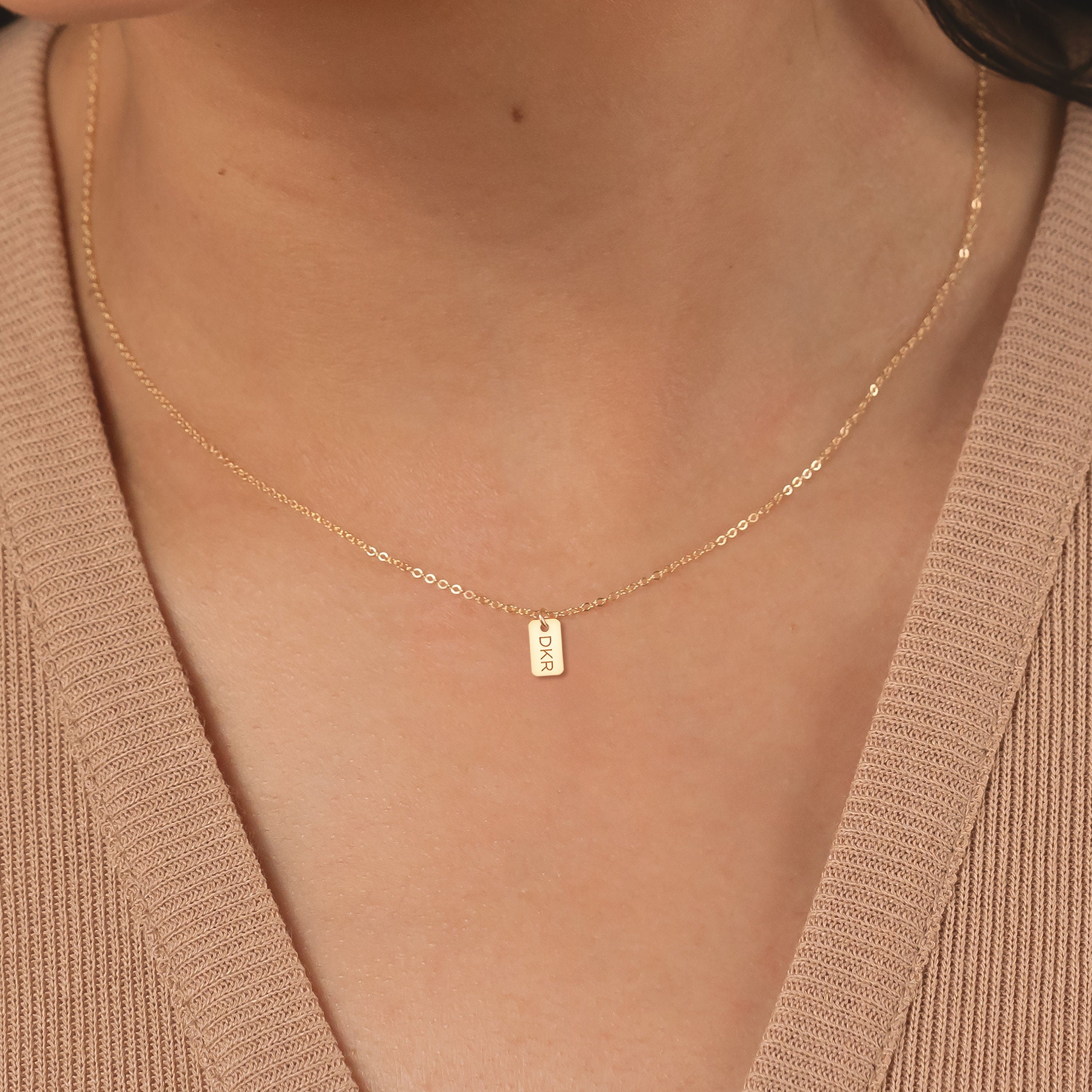 Custom Initial Pendant Tag Necklace