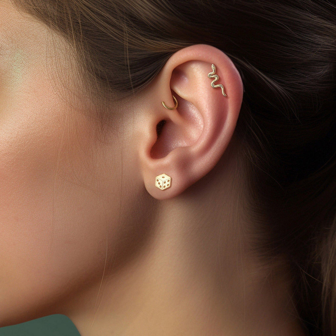 Dice Charm Stud Earrings
