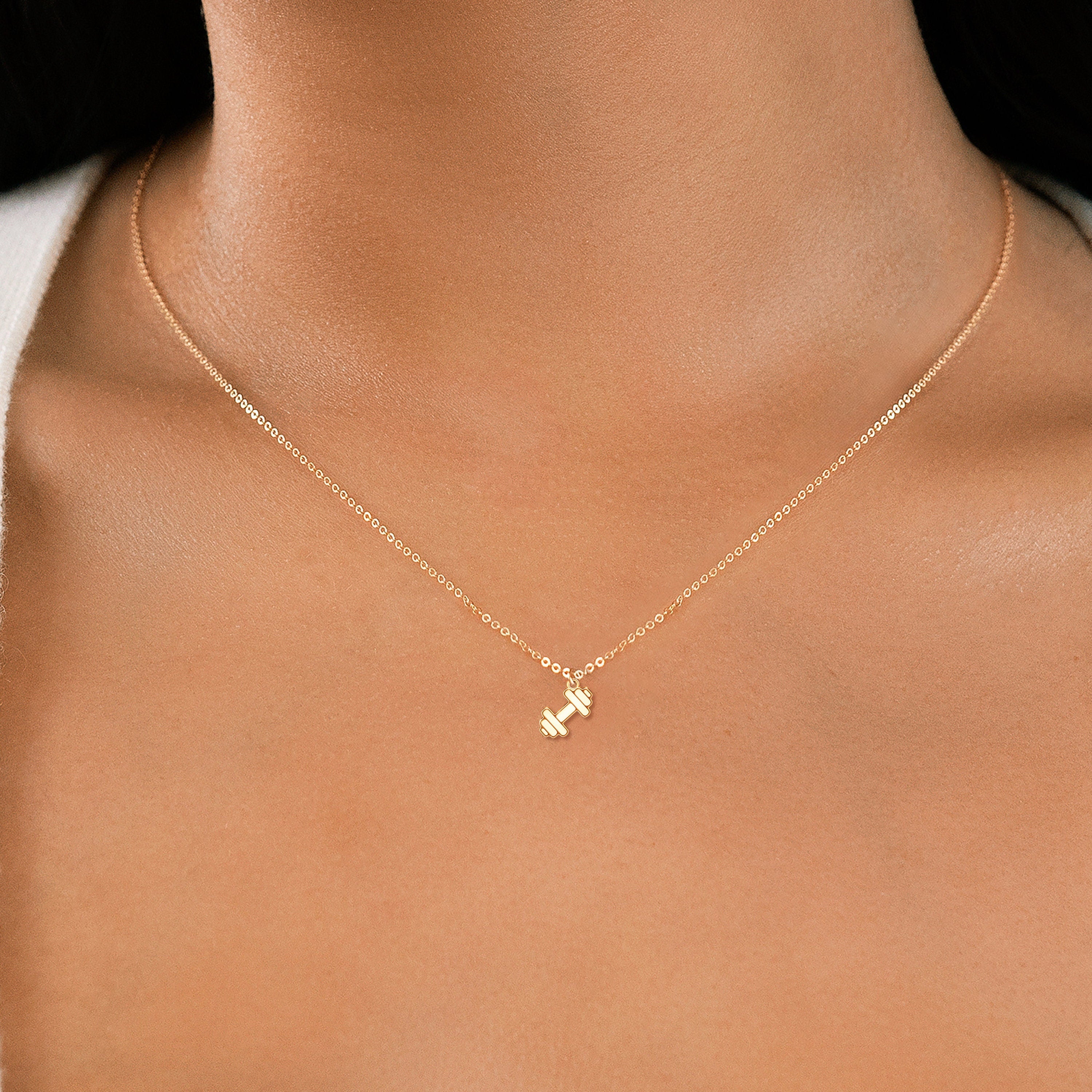 Gold Dumbbell Necklace