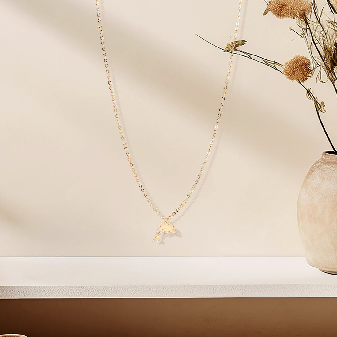 Dolphin Pendant Cable Necklace