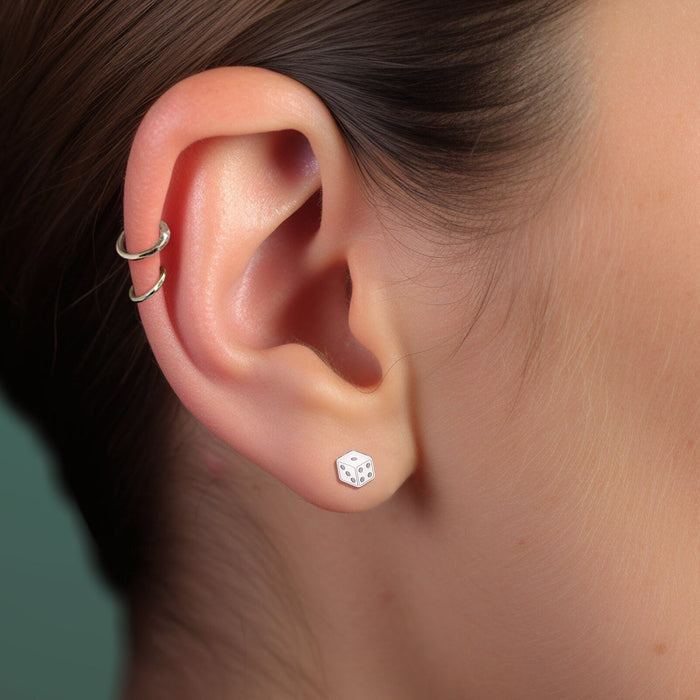 Dice Charm Stud Earrings