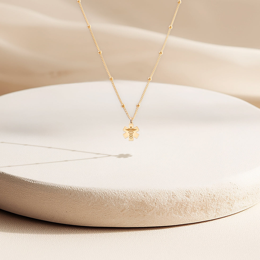 Rod Of Asclepius Beady Necklace