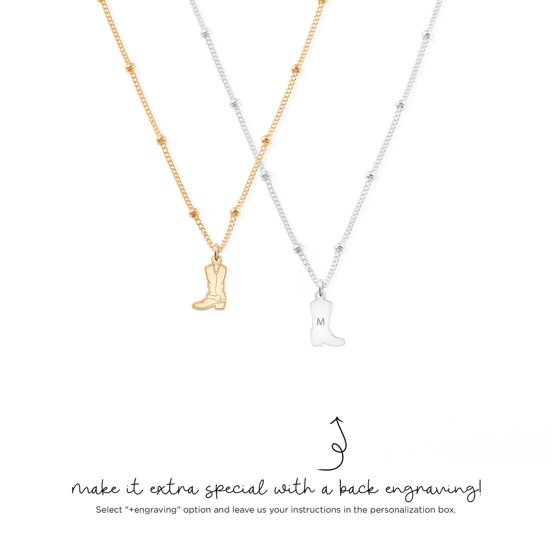 Western Cowboy Boot Pendant Beady Necklace