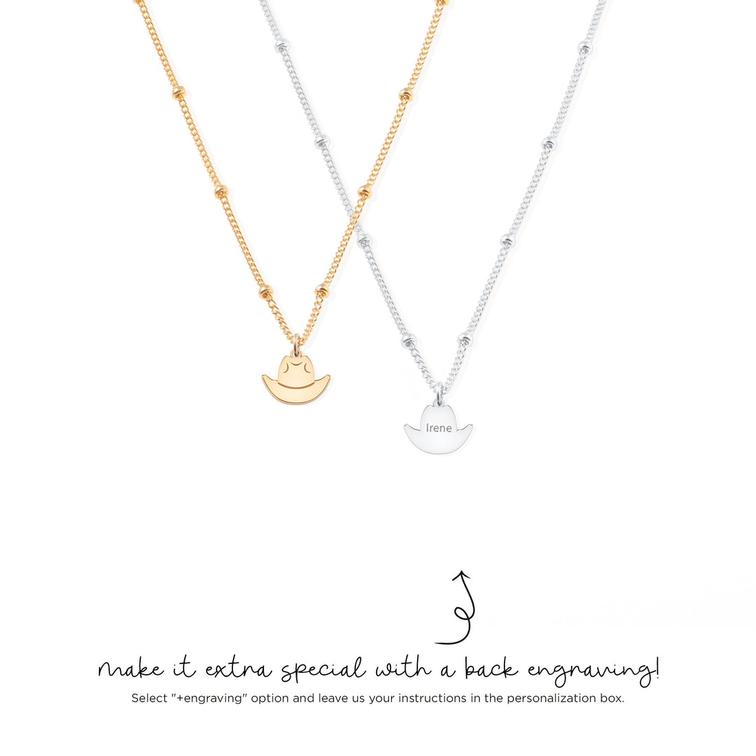 Cowboy Hat Charm Beady Necklace