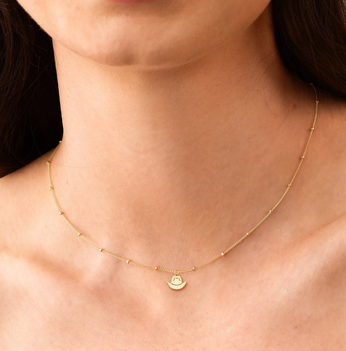 Cowboy Hat Charm Beady Necklace