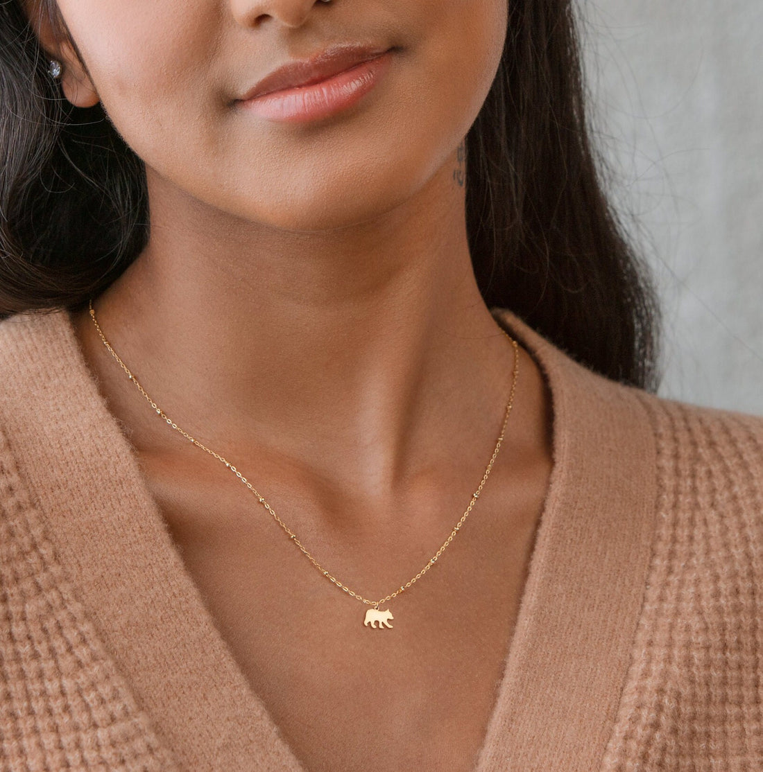 Bear Pendant Beady Necklace