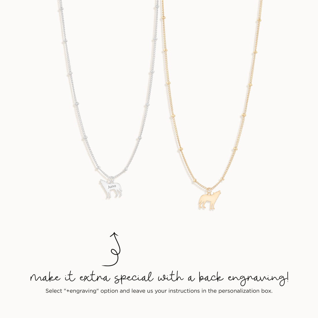 Howling Wolf Charm Beady Necklace