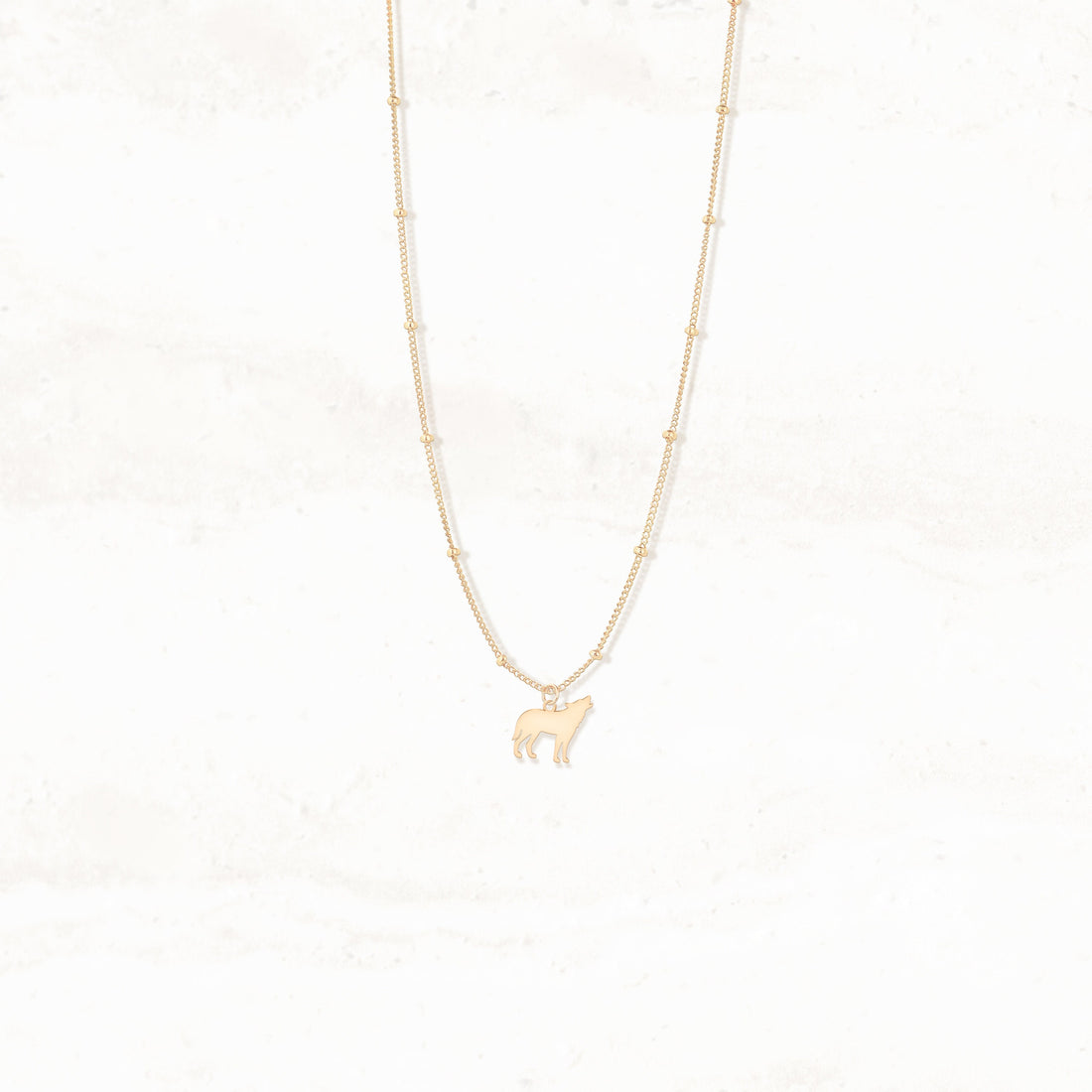 Howling Wolf Charm Beady Necklace