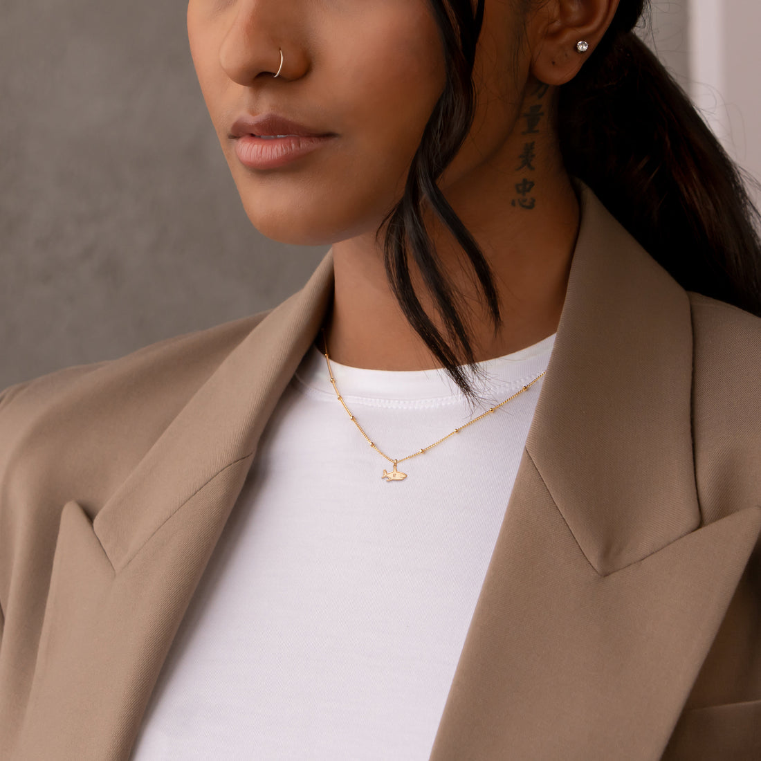 Shark Pendant on a Beady Chain Necklace