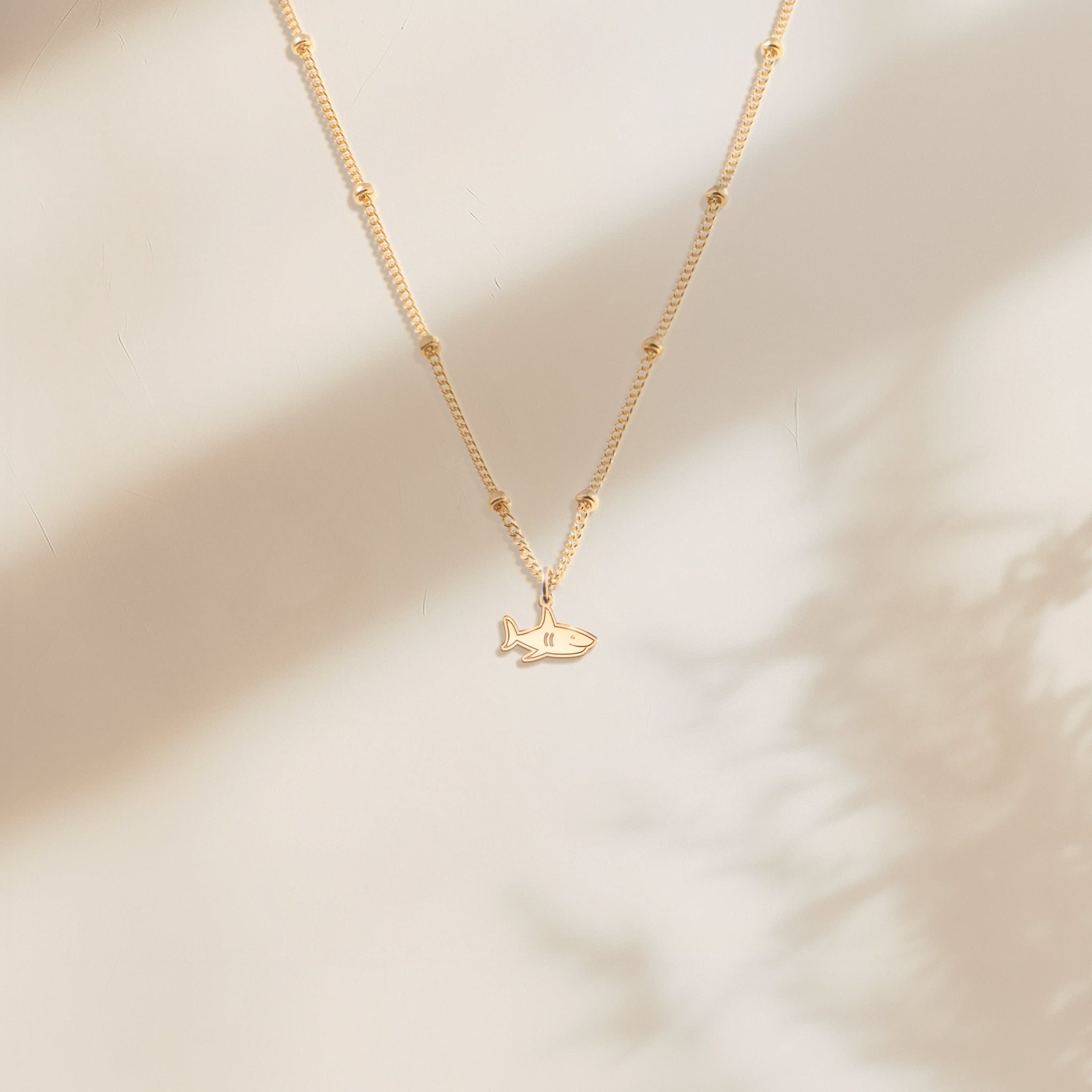 Shark Pendant on a Beady Chain Necklace