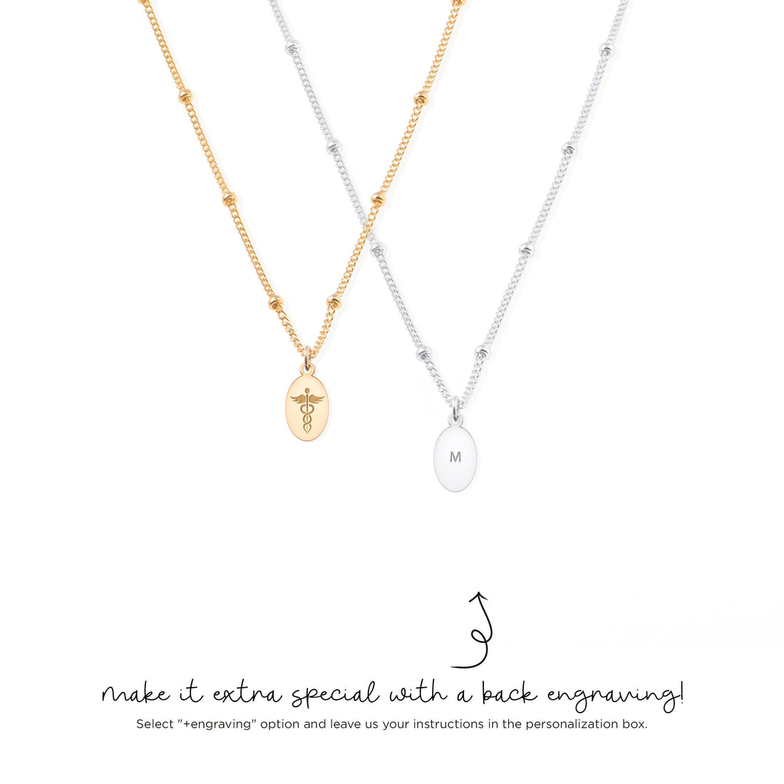 Caduceus Oval Disc Necklace