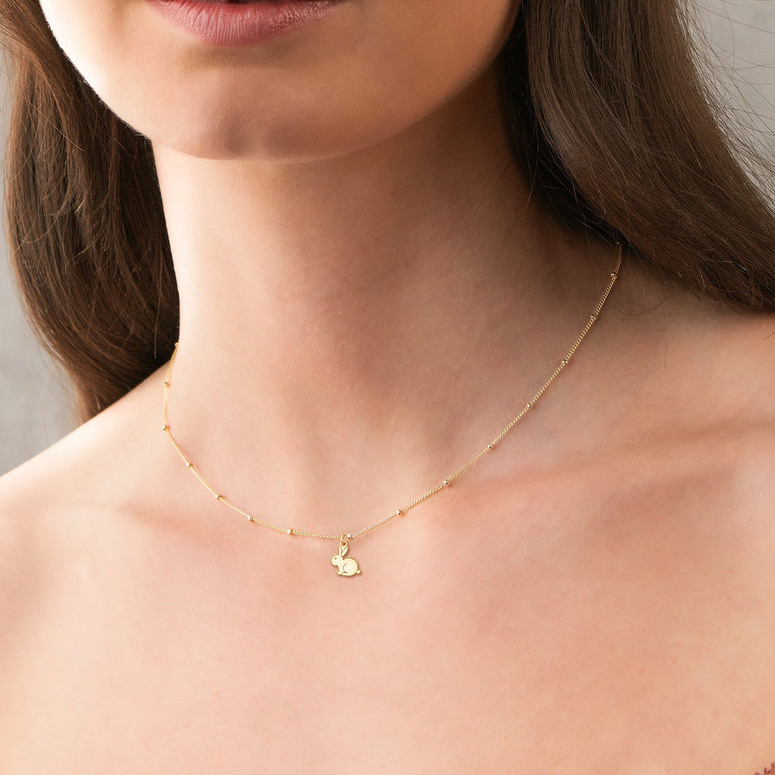 Bunny Pendant Satellite Beady Necklace