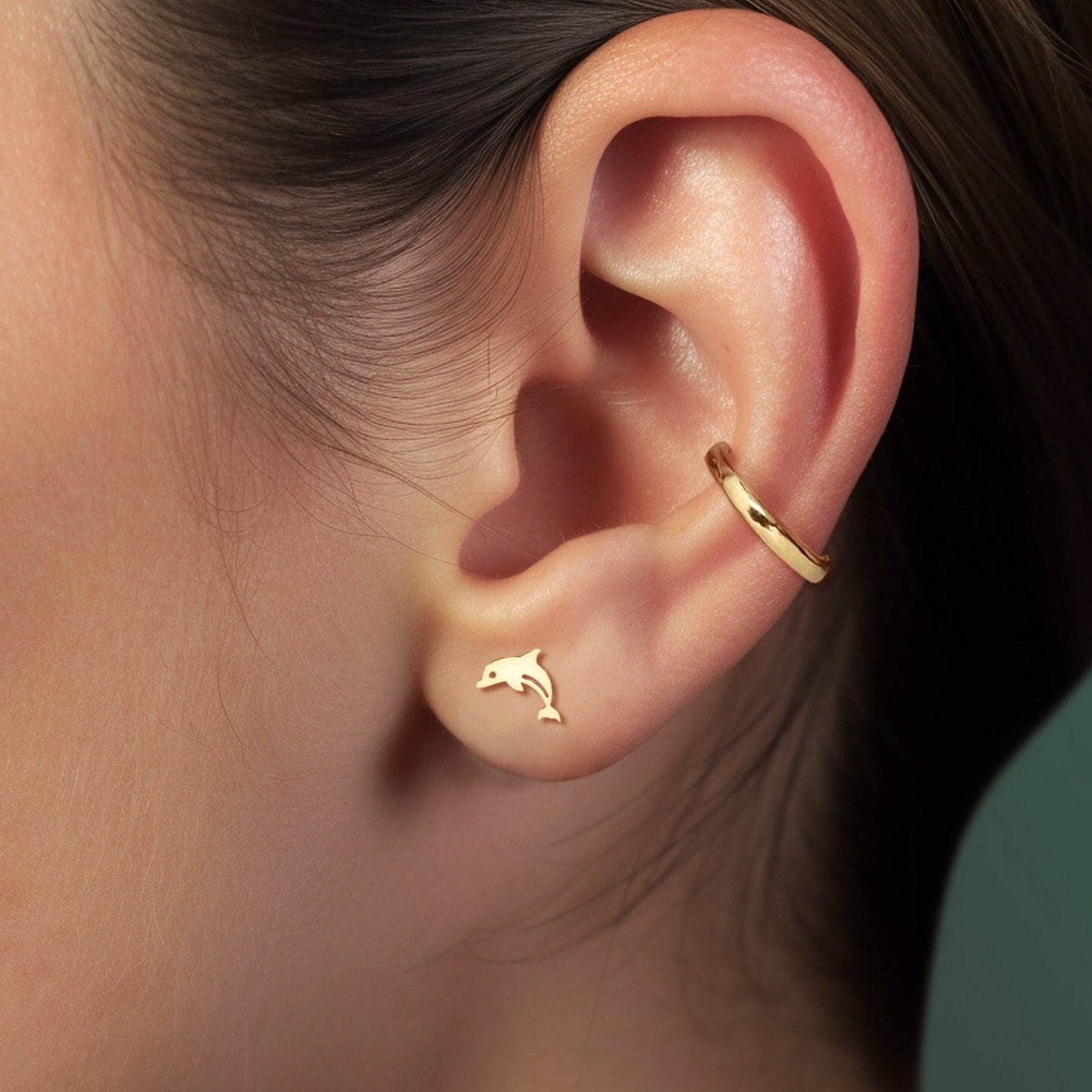 Dolphin Earring 14k