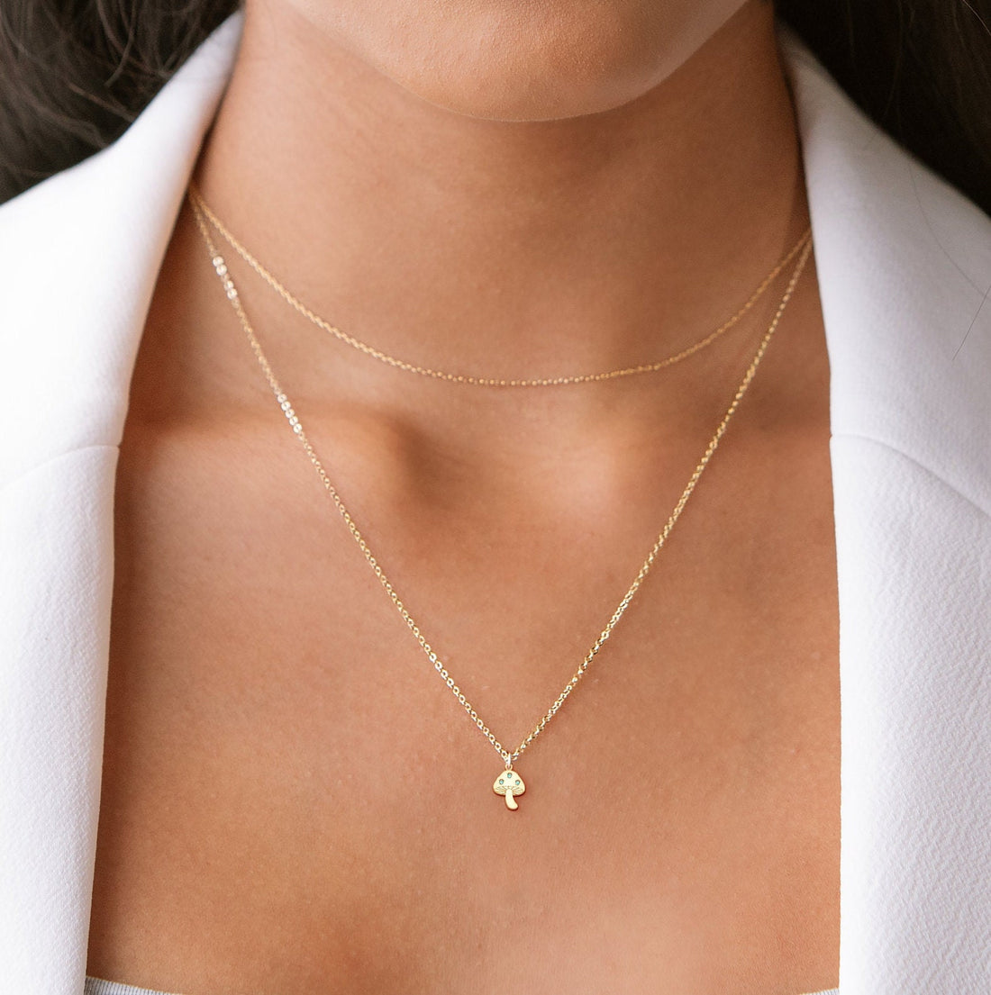Mushroom Pendant Cable Necklace