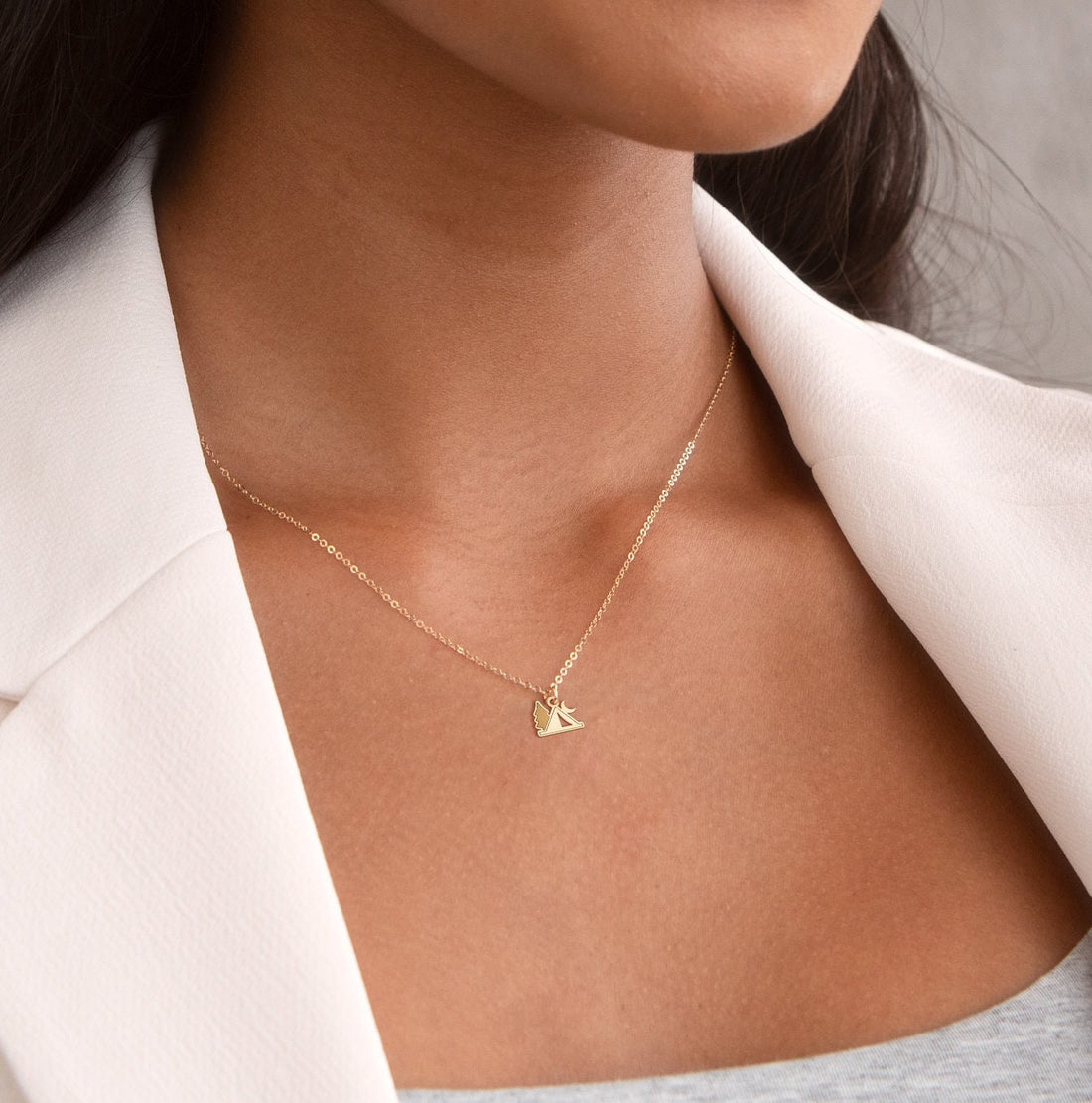 Tree Tent Moon Necklace